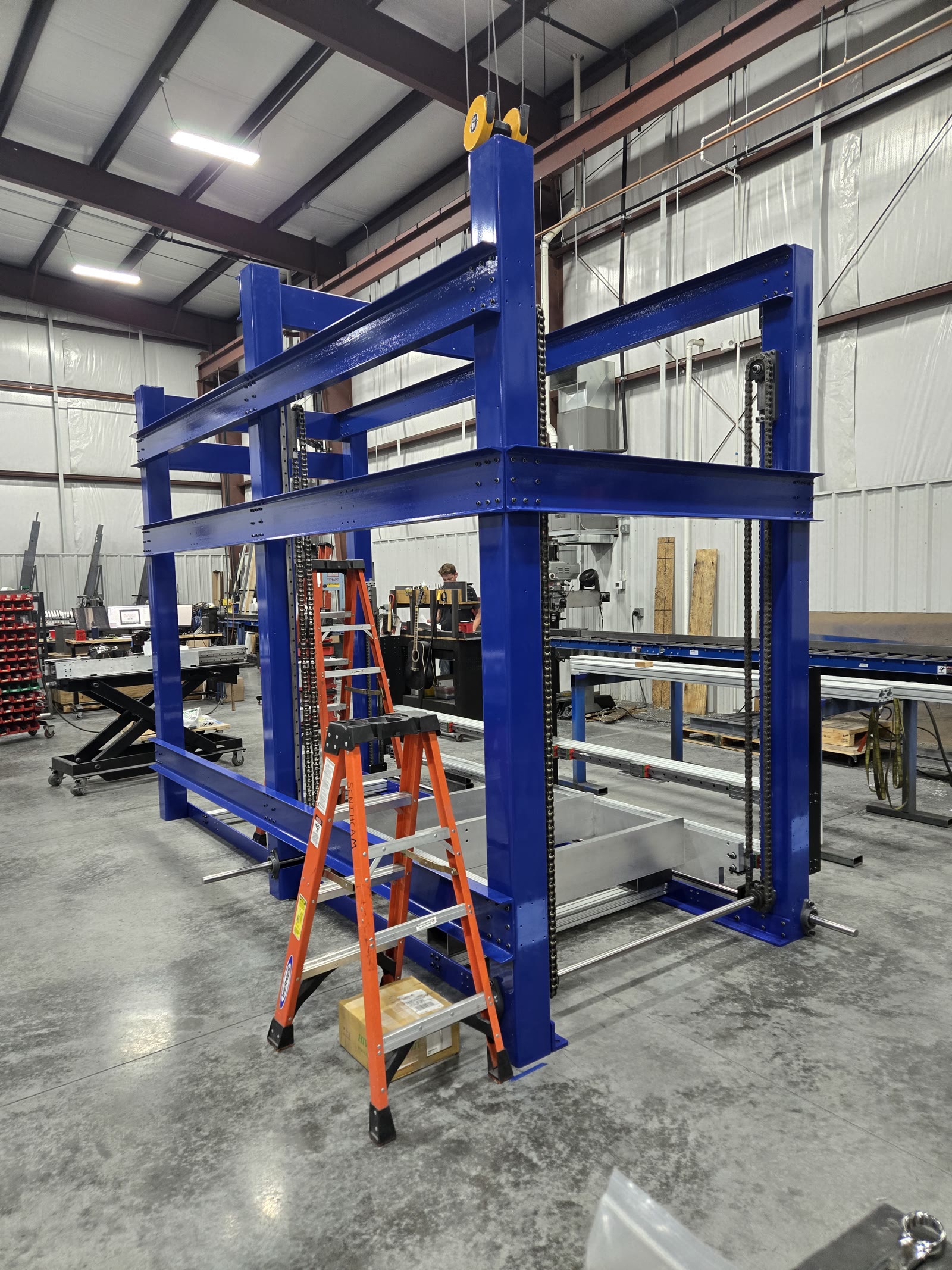 Welded structural steel machine frame fabricated at Senihcam