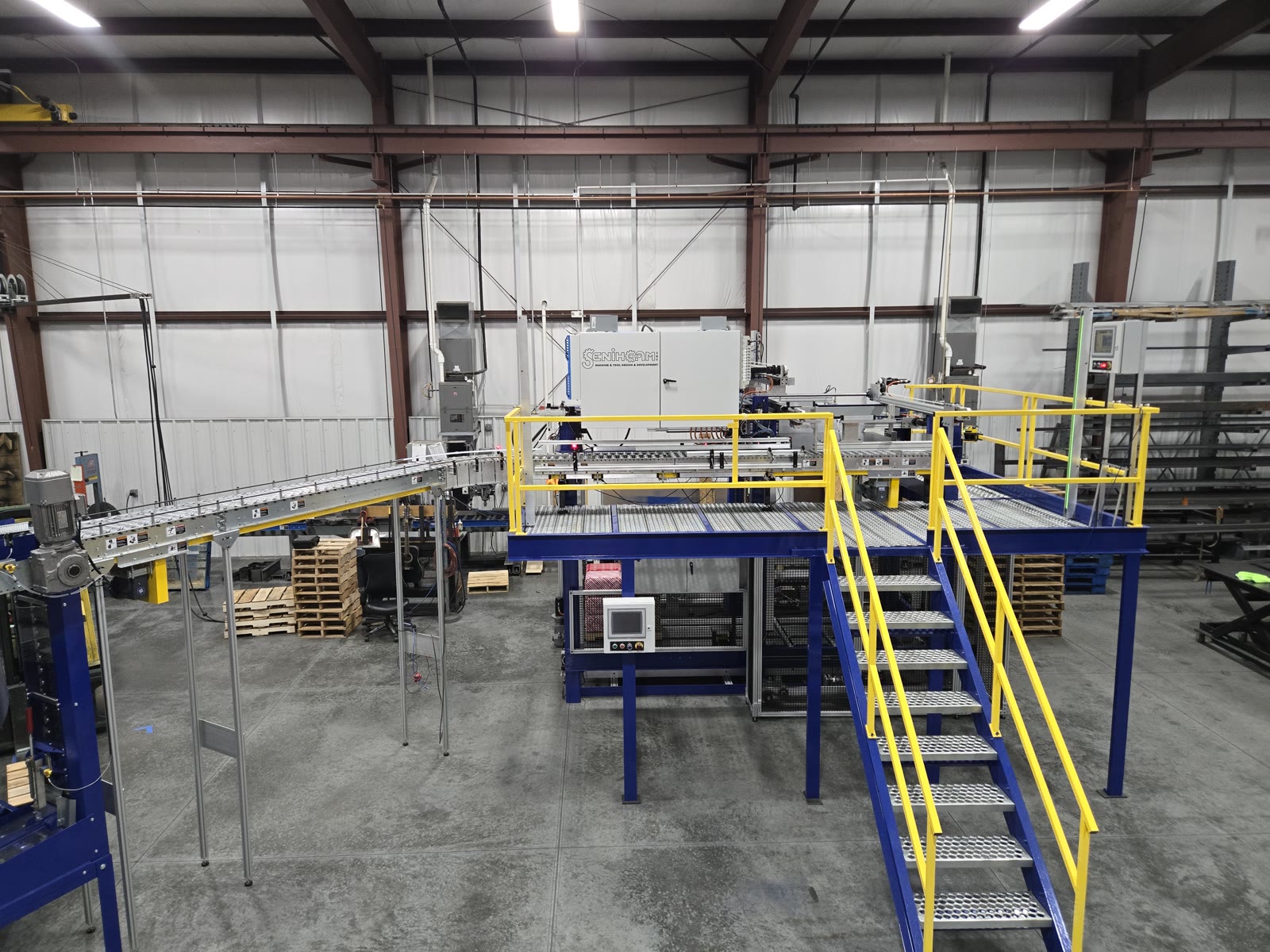 OSHA work platform and mezzanine with grating and guardrails