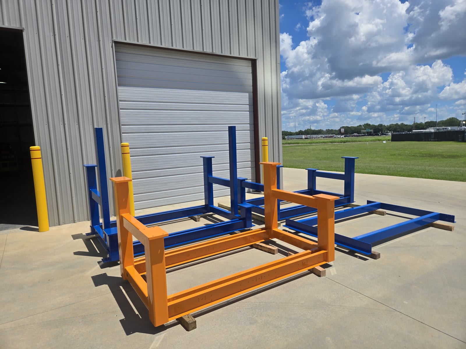 Powder-coated steel material-handling racks
